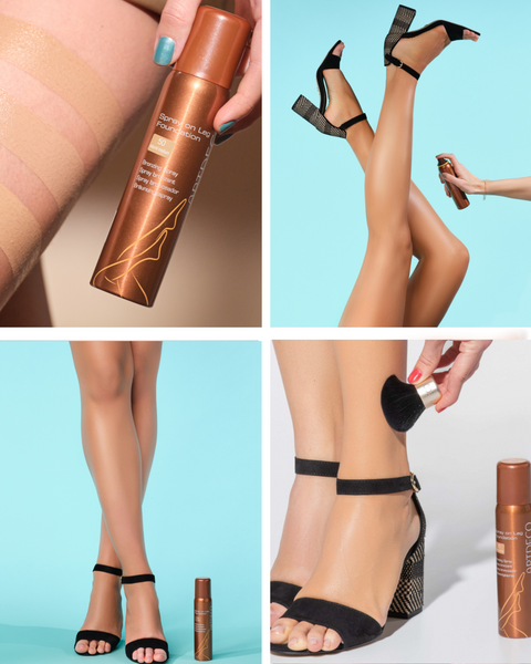 Collage aus verschiedenen Anwendungsbilder der Spray on Leg Foundation