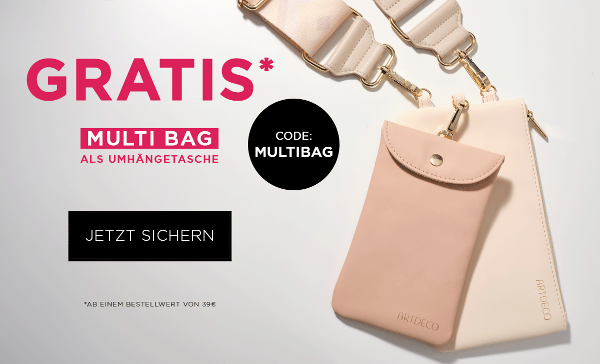 Sichere Dir gratis die stylische Multi Bag ab einem MWB von 39 € mit dem Code MULTIBAG
