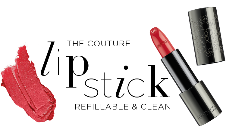 Overlay Image mit Schriftzug und Produkten zur The Couture – Refillable Lipstick-Kollektion