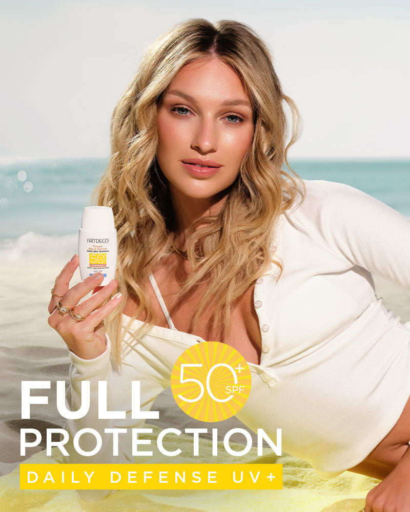 Keyvisual zum neuen Aqua Serum Daily Defense SPF50+ das Pflege und Sonnenschutz in einem vereint