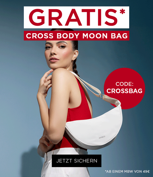 Gratis Cross Body Moon Bag ab einem Bestellwert von 49€. Mit dem Code CROSSBAG.