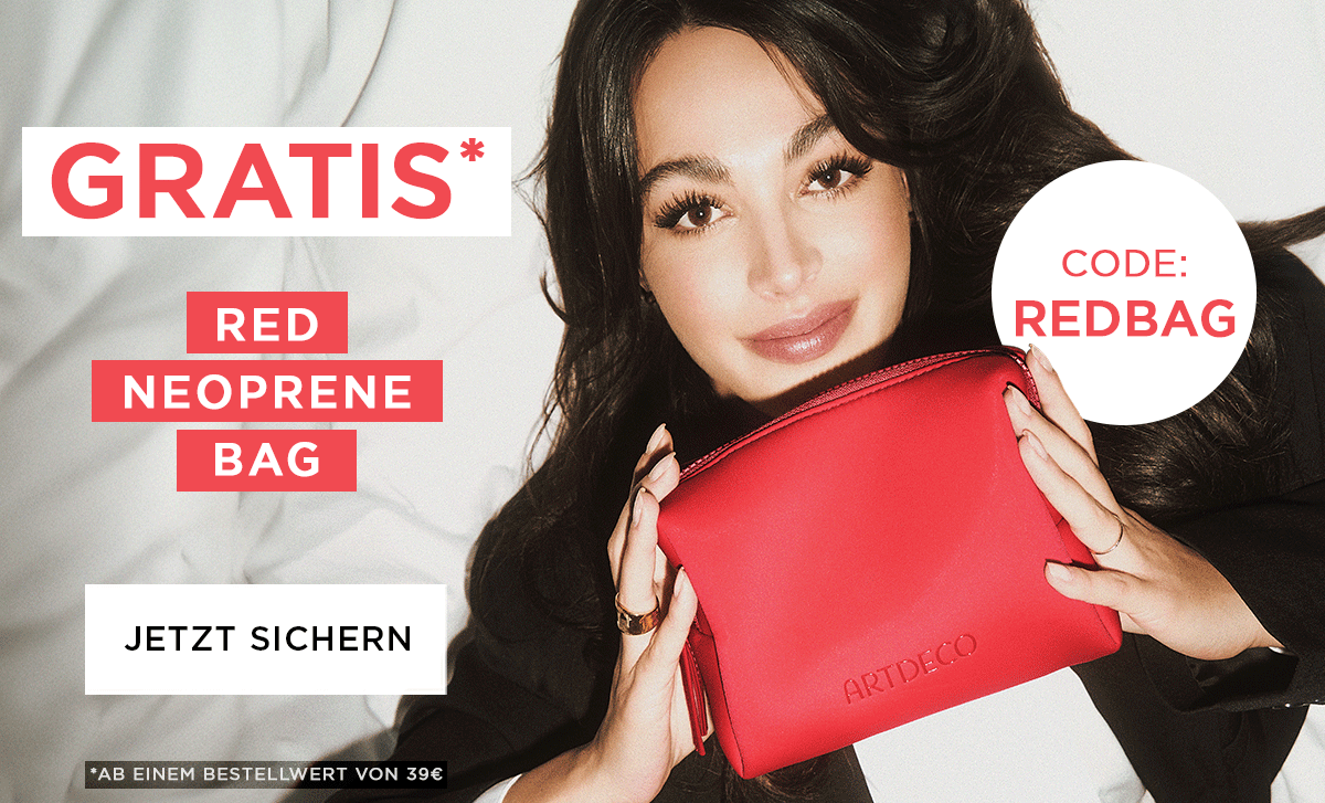 Gratis Kosmetiktasche ab einem Bestellwert von 39€ mit dem Code REDBAG