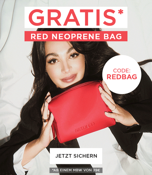 Gratis Kosmetiktasche ab einem Bestellwert von 39€ mit dem Code REDBAG