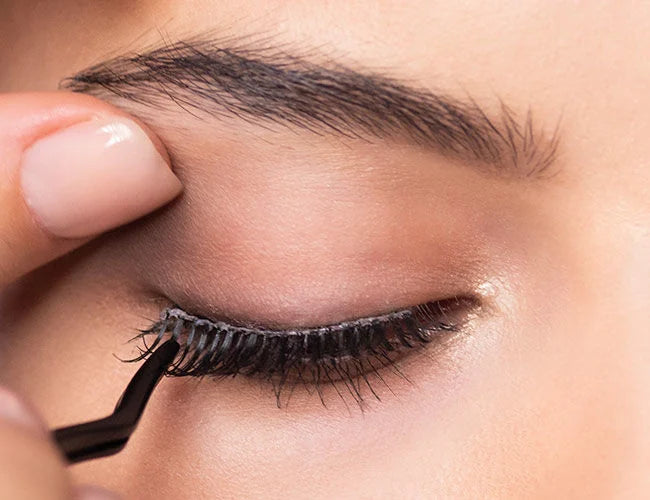 Die Wimpern werden auf dem Wimpernrand platziert