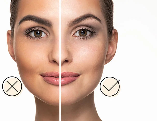 Lidschatten: Eine Gesichtshälfte ist richtig geschminkt, die andere nicht.